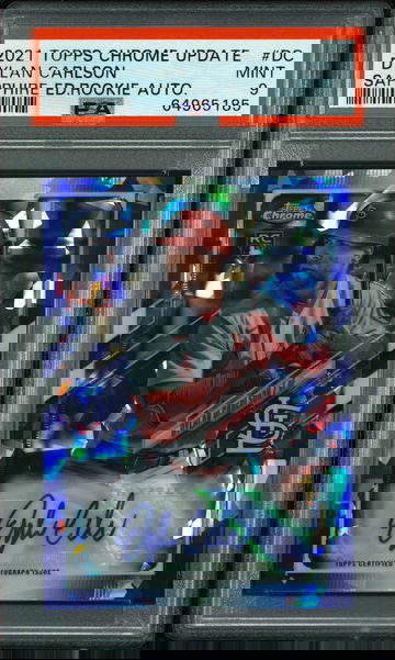 💎👻 DYLAN CARLSON Rookie Auto 2021 Topps Chrome Update 🔥 SAPPHIRE Edition 🚨🧨