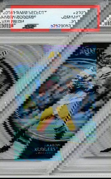 2018 PANINI SELECT SILVER PRIZM #210 AARON RODGERS CARD PACKERS PSA 10 LOW POP