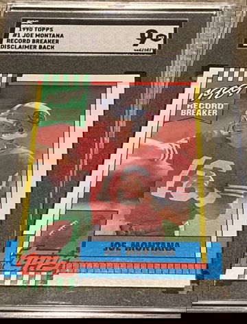 1990 JOE MONTANA TOPPS RECORD BREAKER #1 SAN FRANCISCO 49ers HOF SGC 9 MT