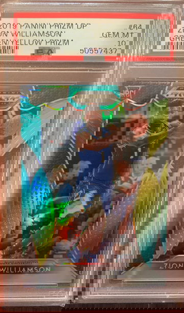Zion Williamson Prizm Draft Green Yellow rookie refractor PSA 10