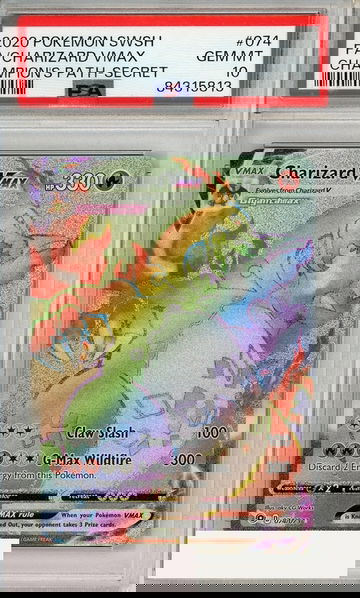 2020 POKEMON SWSH CHAMPS PATH FA CHARIZARD VMAX #074 SECRET PSA 10