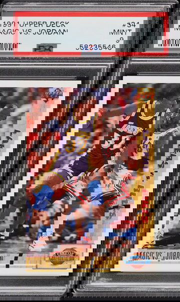 1991-92 Upper Deck Magic Johnson vs Michael Jordan Card #34 PSA 9 Mint Basketball Card