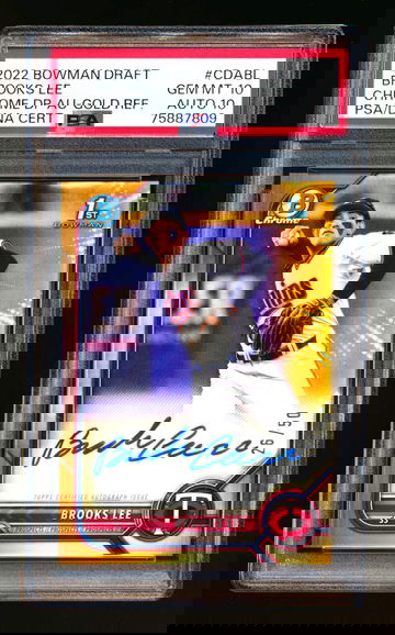 2022 BOWMAN DRAFT CHROME BROOKS LEE RC 1ST PROSPECT GOLD REFRACTOR AUTO /50 PSA 10/10! POP 1!