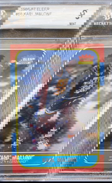 1986 Fleer Karl Malone HOF RC BGS 9
