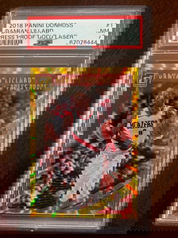 2018 Panini Donruss Press Proof Gold Laser #1 Damian Lillard PSA 7 NM