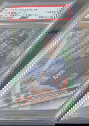 Alex Bregman RC 2017 Topps Chrome #9 Blue Jersey Refractor PSA 10 Short Print Photo Variation SP Low Pop Astros