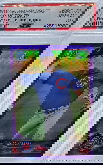 2018 Bowman Draft Nico Hoerner Chrome Purple Refractor PSA 10 GEM MINT