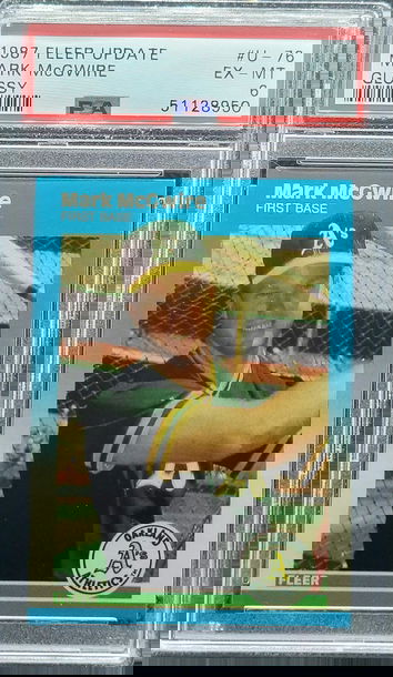 1987 Fleer Update Glossy #U-76 Mark McGwire Rookie RC Oakland A's PSA 6