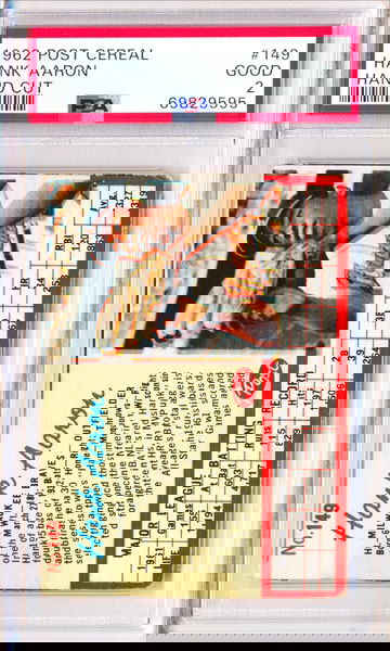 1962 Post Cereal #149 Hank Aaron Hand Cut PSA 2 - JUST GRADED! NEW CASE!