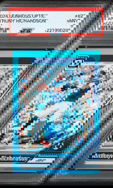 2024 Panini Donruss Optic Aqua Anthony Richardson #82 /299 PSA 9