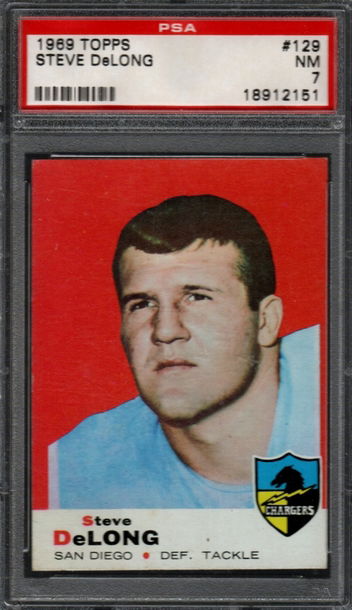 1969 Topps Football #129 Steve DeLong PSA NM 7