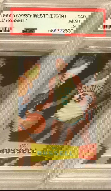 Bill Russell 1957 Rookie 1996 Topps Finest Reprint #40 - PSA 9 Mint - Celtics