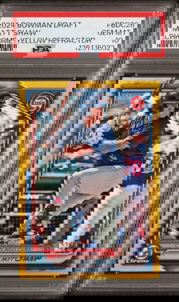 2024 BOWMAN DRAFT CHROME-YELLOW REFRACTOR #BDC26 MATT SHAW #15/75