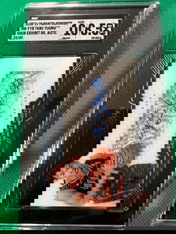 2018 dominion trae young rc 33/49 on card auto sgc 8.5/10 auto