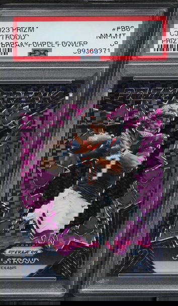 2023 Panini Prizm Break Purple Power C.J. Stroud ROOKIE /49 #PB-6 PSA 8 NM-MT