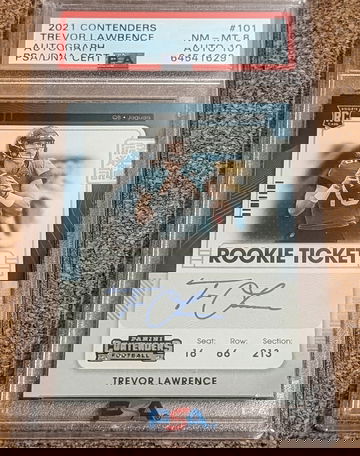 2021 Contenders 🏈 Trevor Lawrence Rookie Ticket Auto RPS PSA 8 JAGUARS RC 🔥