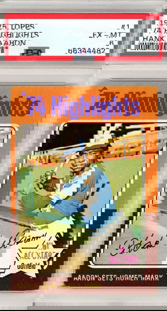 1975 TOPPS HANK AARON HIGHLIGHTS PSA 6