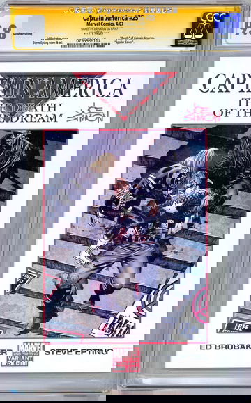 CAPTAIN AMERICA #25 CGC-SS 9.8 *SIGNED JOE SIMON* DEATH OF CAP AMER 2ND PTG 2007