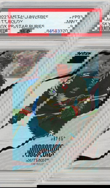 MATT BOLDY 2022-23 SkyBox Premium Prospects Star Rubies Rc #38/50 PSA 9