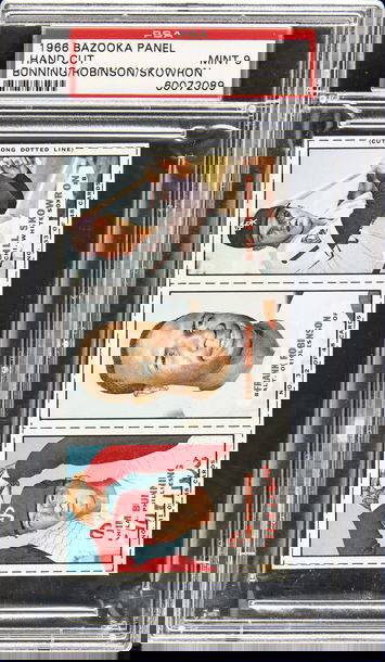 1966 Bazooka Baseball Hand Cut Bunning/Robinson/Skowron PSA 9