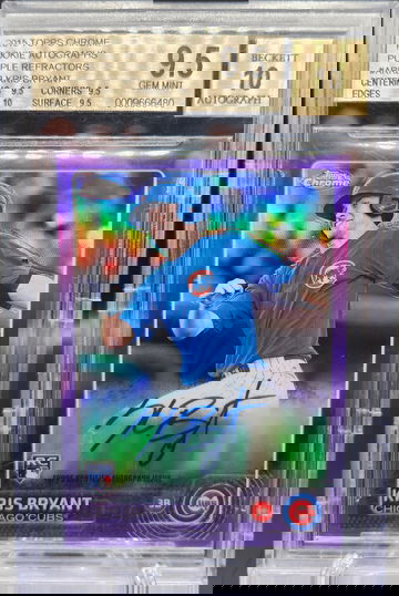 Kris Bryant 2015 Topps Chrome Purple Refractor #/250RC Rookie Auto BGS 9.5+