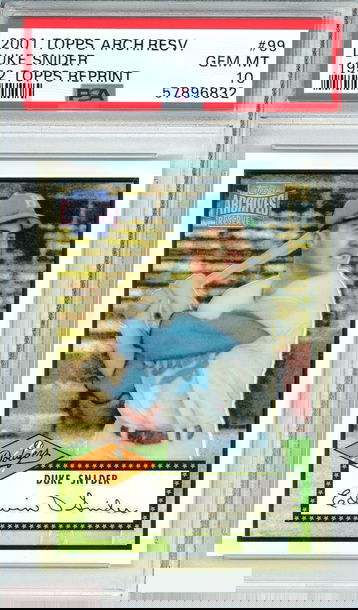 2001 TOPPS ARCHIVES RESERVE DUKE SNIDER #99 1952 TOPPS REPRINT PSA 10 GEM MT