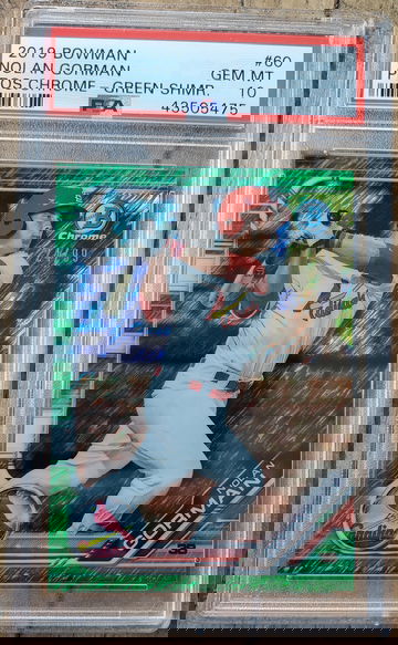 2019 Bowman Chrome Prospects Nolan Gorman Green Shimmer Refractor /99 PSA 10