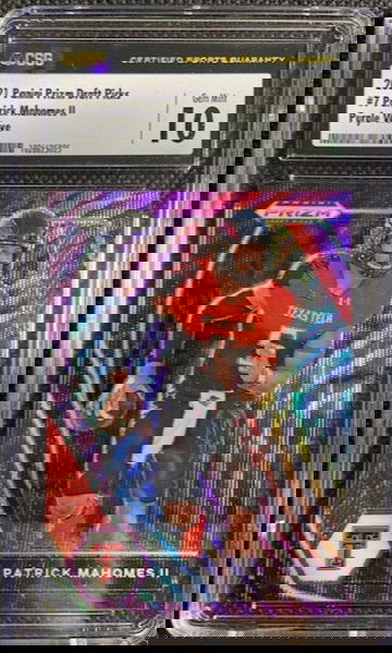 2021 Panini Prizm Draft Picks Patrick Mahomes PURPLE WAVE CSG 10 Gem Mint Chiefs