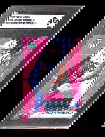 2020 Panini Mosaic Pink Fluorescent Prizm Michael Pittman Jr SGC 9