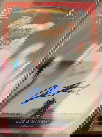 2023 Bowman Chrome Red Wave Auto, 1st Bowman, 5/5 Joe Stewart