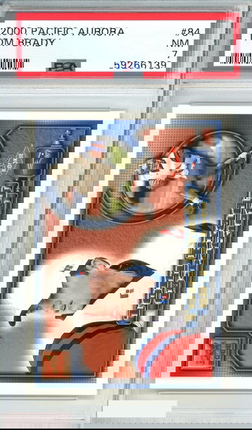 2000 PACIFIC AURORA TOM BRADY #84 NEW ENGLAND PATRIOTS ROOKIE RC PSA 7 NM