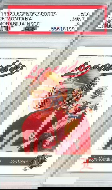 1992 LEGENDS SPORTS JOE MONTANA #C6 MEMORABILIA NSCC HOF PSA 9 MINT POP 2