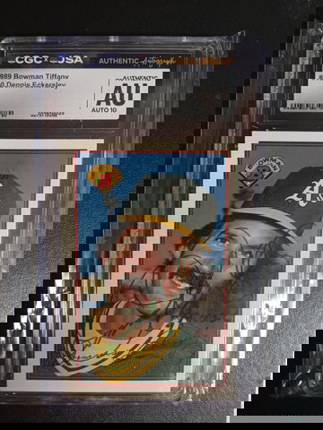 1989 Bowman Tiffany Dennis Eckersley CGC authentic Auto JSA 10