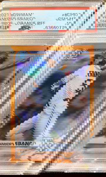 2021 Bowman Chrome Wander Franco #BCP57 Orange Ref /25 Gem Mint PSA 10 POP 1