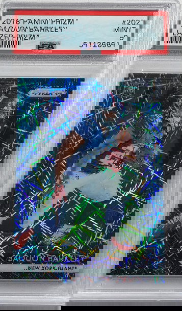 2018 Panini Prizm SAQUON BARKLEY Lazer Rookie #202 PSA 9 MINT RC