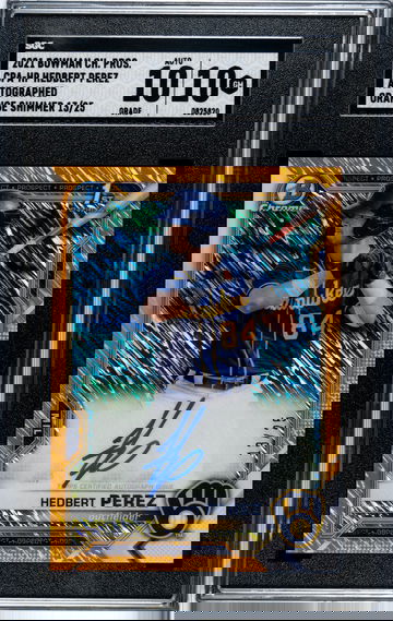 2021 Bowman Hedbert Perez Orange Shimmer Refractor Auto 13/25 SGC 10