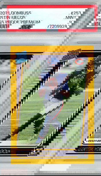 2021 PANINI DONRUSS JUSTIN FIELDS #253 PRESS PROOF PREMIUM ROOKIE RC PSA 9 MINT