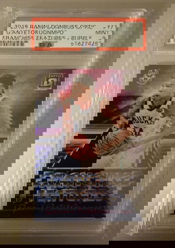 2018 Optic Purple Franchise Features Giannis Antetokounmpo PSA 9