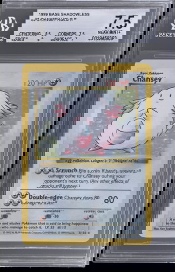 1999 Pokémon Chansey Holo Shadowless Base Set BGS 7.5