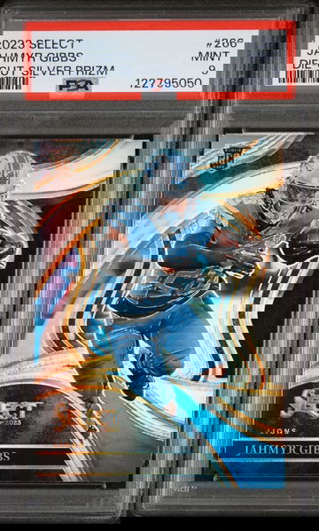 2023 Panini Select Die-Cut Silver Prizm Jahmyr Gibbs #266 RC Club Level PSA 9