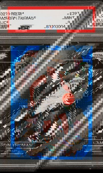  CAMERON Cam THOMAS 2021-22 Prizm #297 Blue Ice Rookie RC /125 PSA 9 MINT