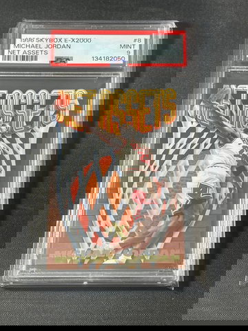 1996 SKYBOX E-X2000 NET ASSETS MICHAEL JORDAN PSA 9 MINT NEW LABEL LOW POP