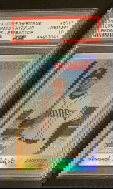 2019 Topps Heritage Chrome Frenando Tatis Jr Refractor RC # 569 PSA 10  Gem Mint Beauty 