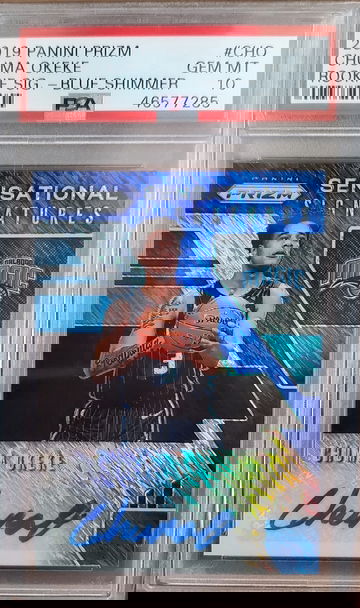 2019 Prizm Auto Blue Shimmer Chuma Okeke PSA 10