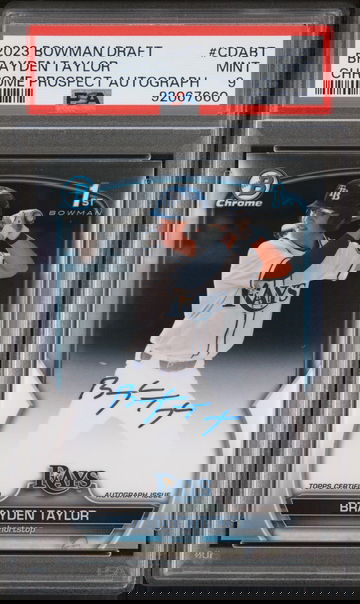 2023 Bowman Draft Chrome Prospects #CDABT Brayden Taylor Autograph PSA 9
