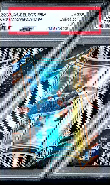 2023-24 PANINI SELECT FIFA DEIVID WASHINGTON RC ROOKIE ZEBRA PRIZM SP /25 PSA 10