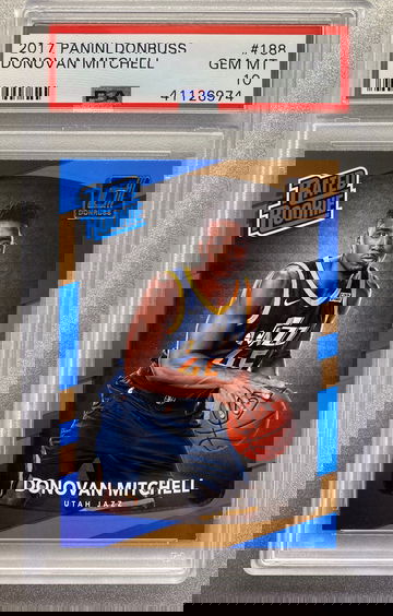 DONOVAN MITCHELL 2017 DONRUSS RATED ROOKIE PSA 10 GEM MINT 