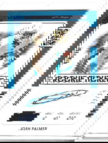 JOSH PALMER 2021 CONTENDERS ROOKIE TICKETT AUTOGRAPH AUTO #22/23 -CHARGERS!!