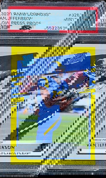 2020 VAN JEFFERSON Panini Donruss Press Proof YELLOW Rated Rookie PSA 9 #326