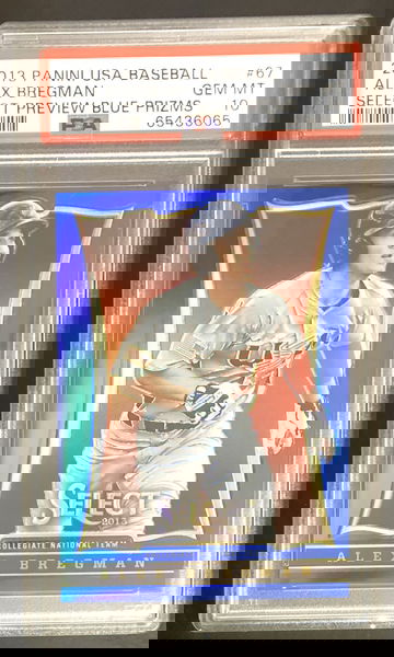 2013 Panini Select USA Baseball Preview Blue Prizm Serial #'d 021/199 USA Alex Bregman PSA Gem Mint 10 Pop 1